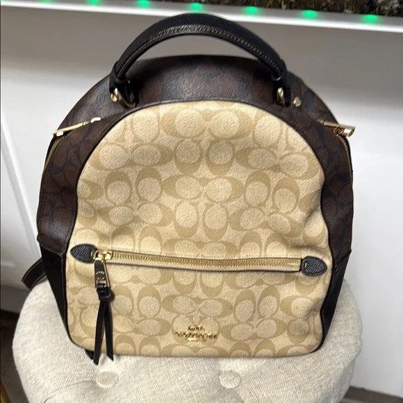 Coach | Bags | Coach Tan And Brown Signature Backpack | Poshmark display picture 1